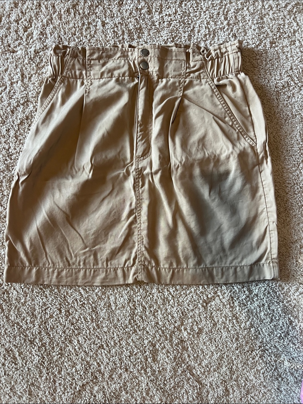 Ann Taylor Loft khaki Beige Elastic Waist Mini Skirt size 4 work